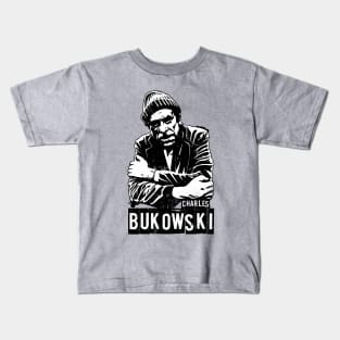 Charles Bukowski Stencil Portrait Kids T-Shirt